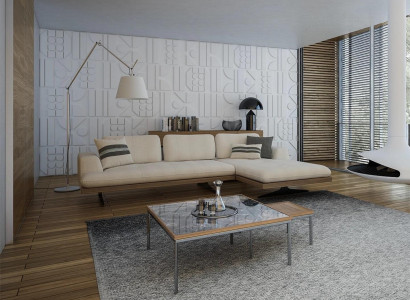 Modern Luxury Sofa Couch Living room Relax Corner sofa L-shape with 2x Coffee table